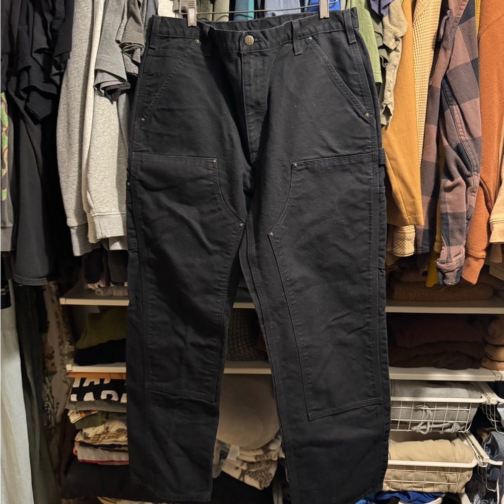 Carhartt Black Slim Straight Jeans Durable Reinforced Knee